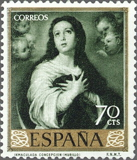 Z Vendido ESPAÑA 1960 1273 Sello Nuevo Bartolomé Esteban Murillo Inmaculada Concepción 70c c/trazas oxido Espana Spain Espagne Spagna Spanje Spanien 